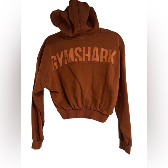 Gymshark Rust Brown Cropped Hoodie with Logo - Picture 5 of 8